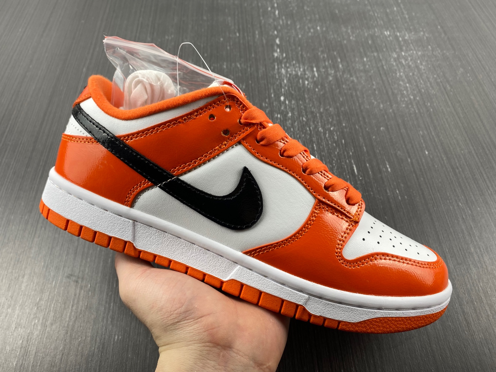 Nike Dunk Low White Orange Patent Black DJ9955-800