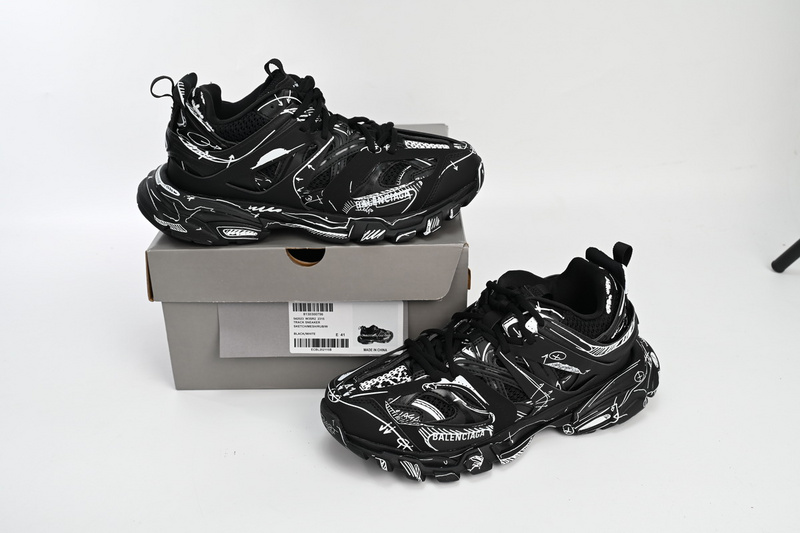 Balenciaga Tess S.Black Black-And-White Painting  542023 W3SR2 2315