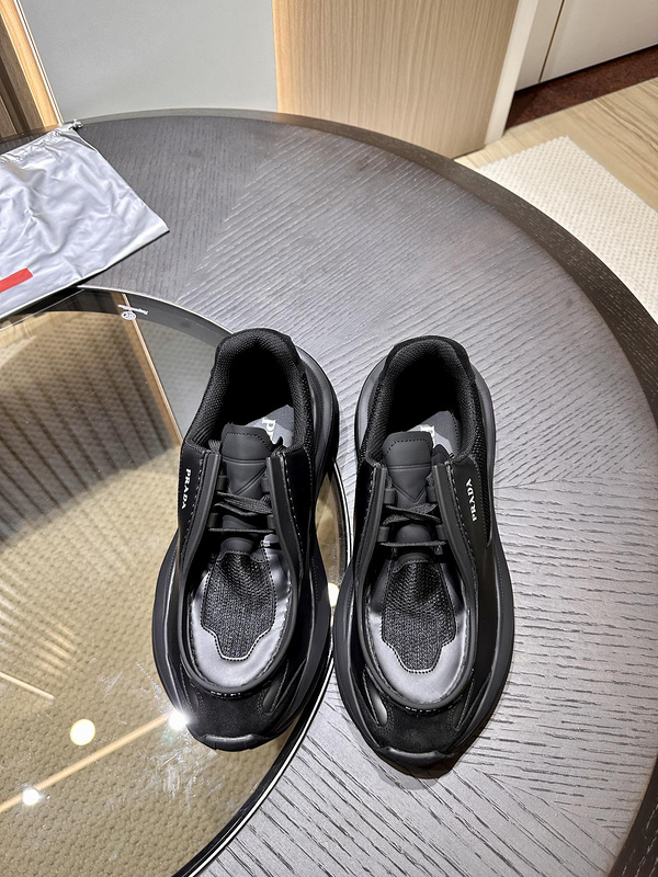 Prada Systeme Brushed Leather Sneakers