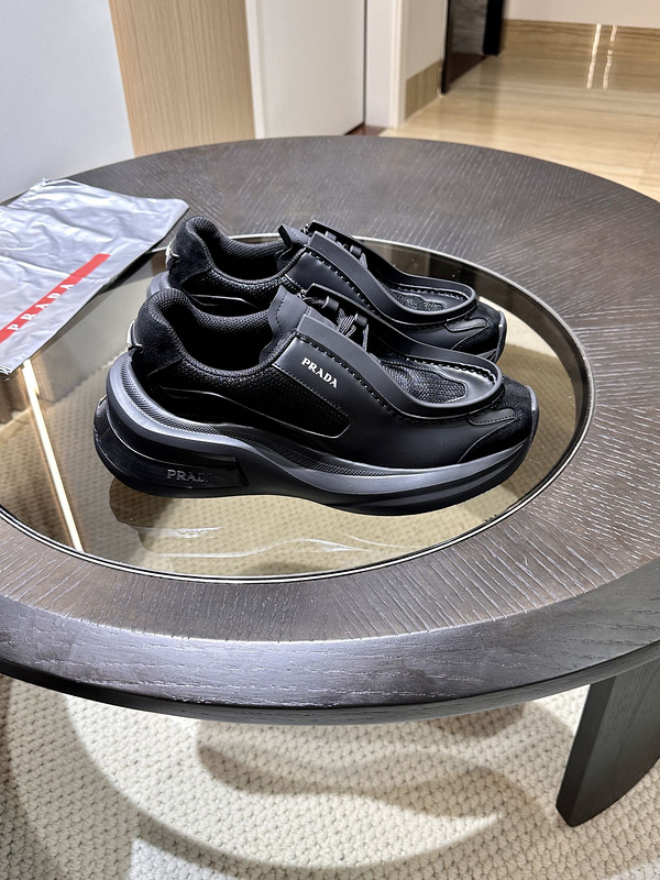 Prada Systeme Brushed Leather Sneakers