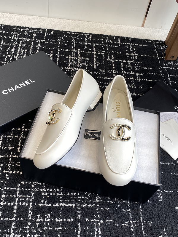 Chanel  Leather CC Logo Loafers
