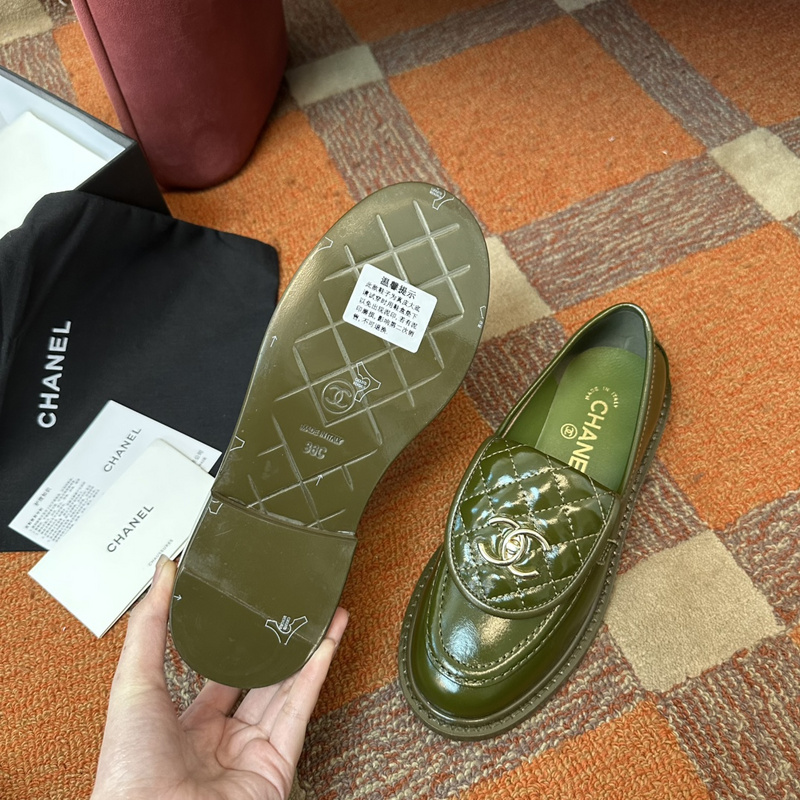 Chanel  Leather CC Logo Loafers