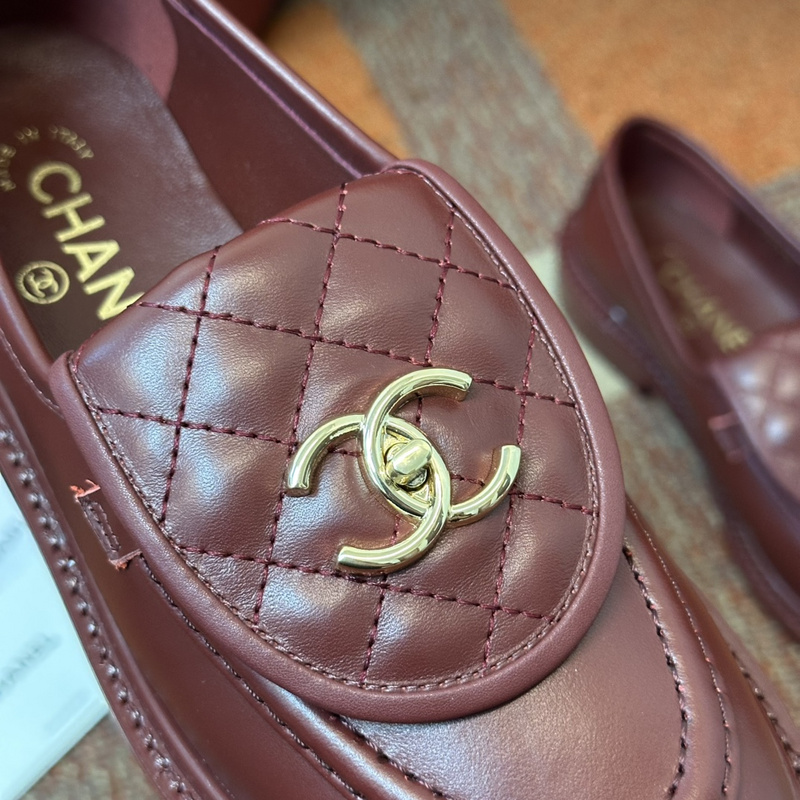 Chanel  Leather CC Logo Loafers