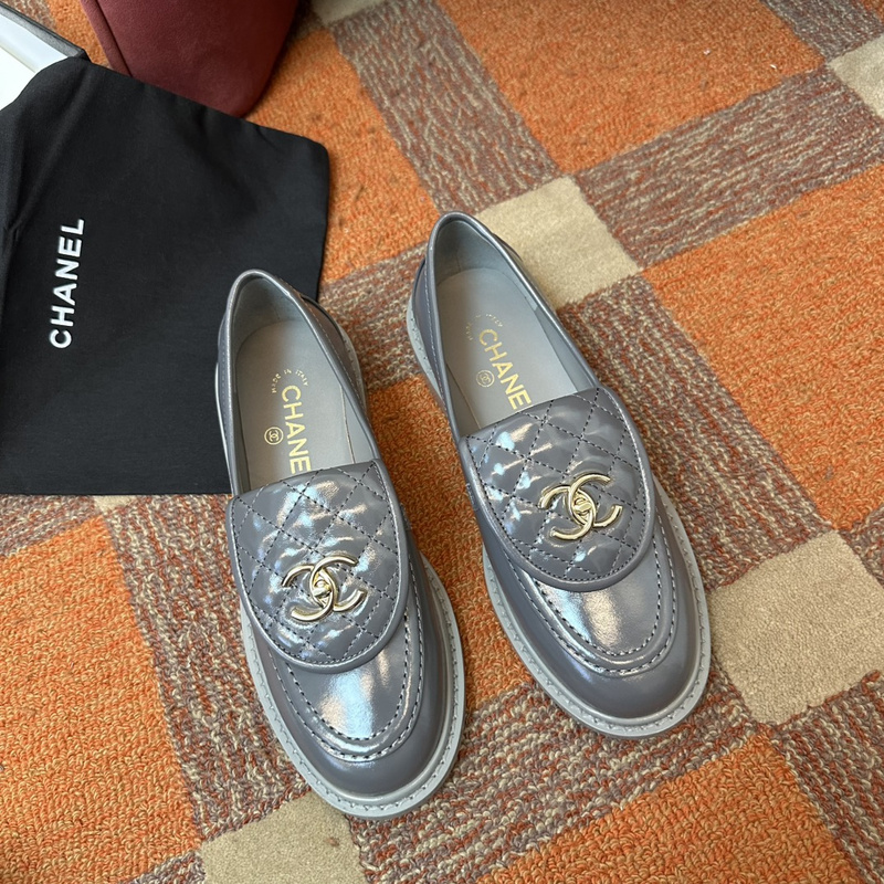 Chanel Leather CC Logo Loafers