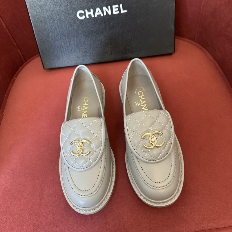 Chanel  Leather CC Logo Loafers