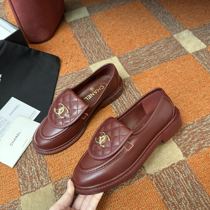 Chanel  Leather CC Logo Loafers