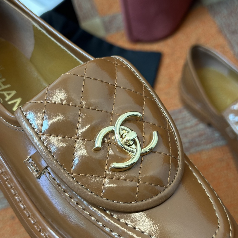 Chanel  Leather CC Logo Loafers