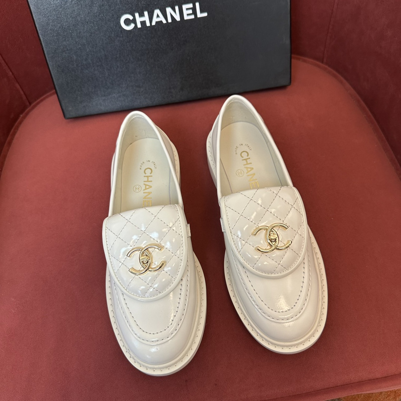Chanel  Leather CC Logo Loafers