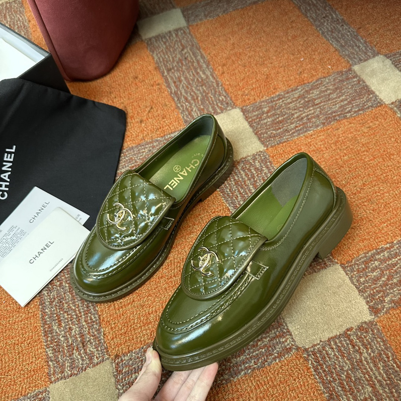 Chanel  Leather CC Logo Loafers