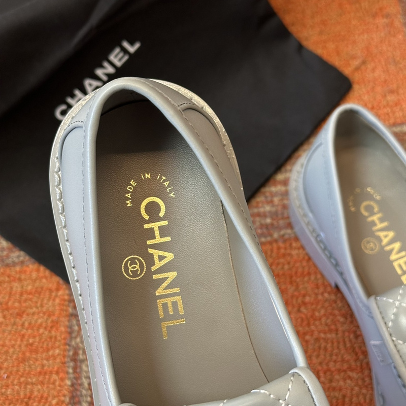 Chanel  Leather CC Logo Loafers