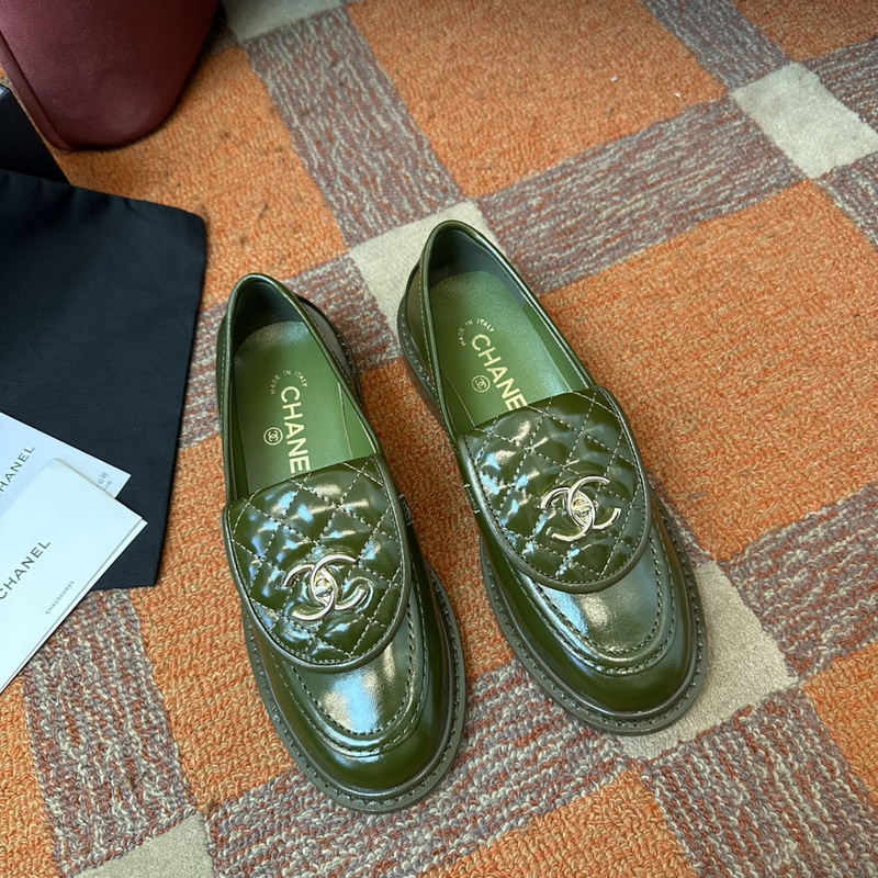 Chanel  Leather CC Logo Loafers