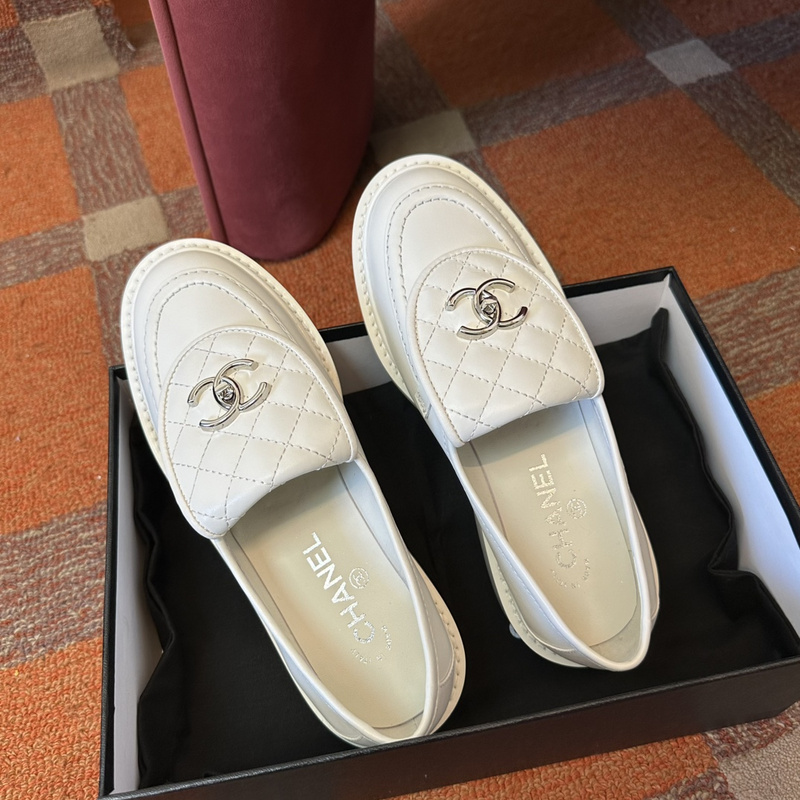 Chanel  Leather CC Logo Loafers