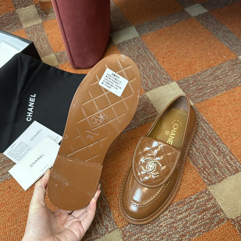 Chanel  Leather CC Logo Loafers