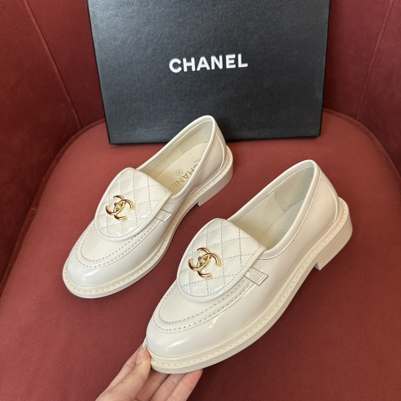 Chanel  Leather CC Logo Loafers