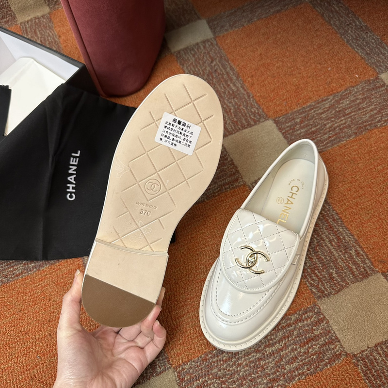 Chanel  Leather CC Logo Loafers