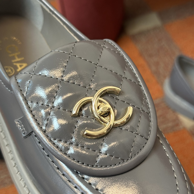 Chanel Leather CC Logo Loafers