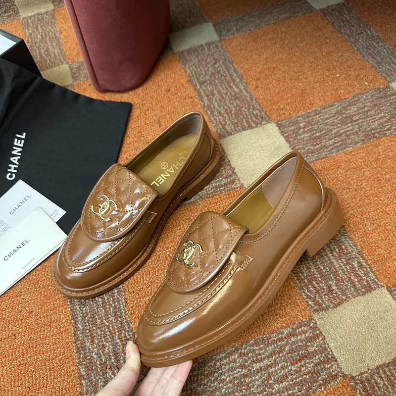 Chanel  Leather CC Logo Loafers