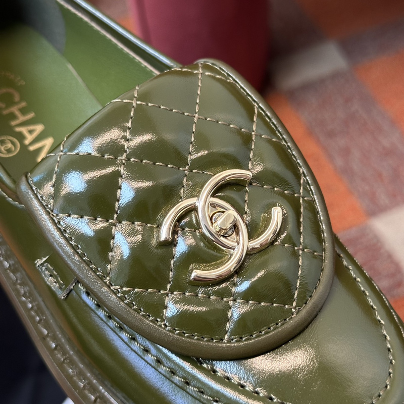 Chanel  Leather CC Logo Loafers