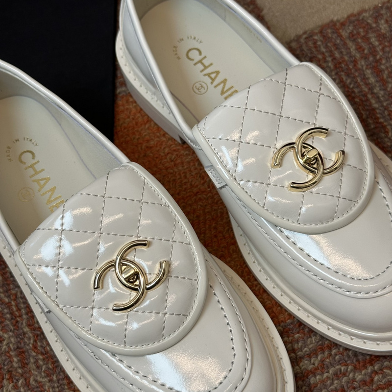 Chanel  Leather CC Logo Loafers