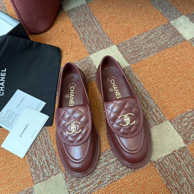 Chanel  Leather CC Logo Loafers