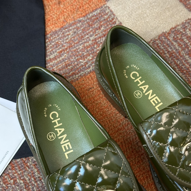 Chanel  Leather CC Logo Loafers