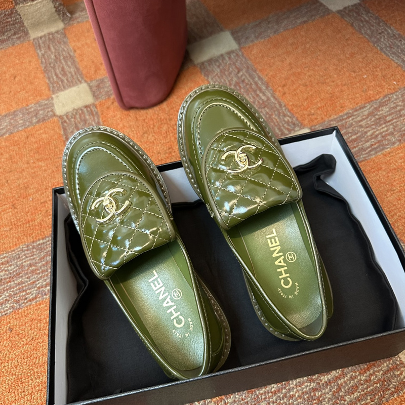 Chanel  Leather CC Logo Loafers