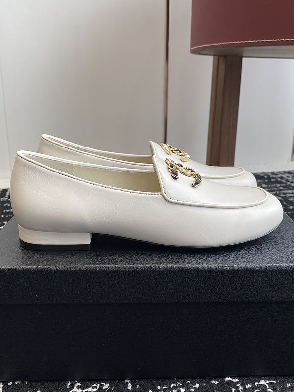 Chanel  Leather CC Logo Loafers