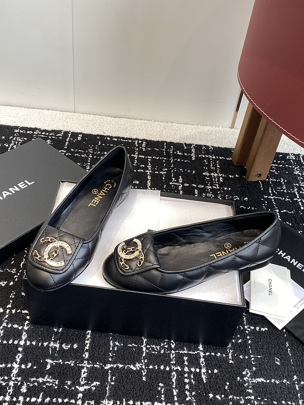 Chanel  Leather CC Logo Loafers