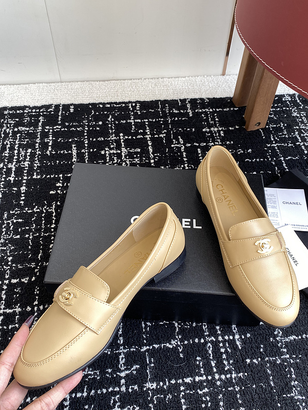 Chanel  Leather CC Logo Loafers