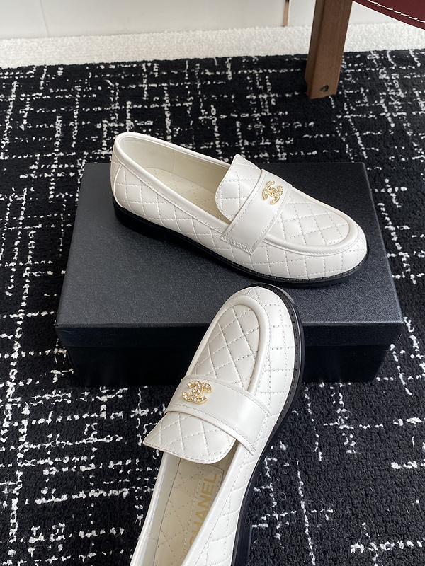 Chanel  Leather CC Logo Loafers