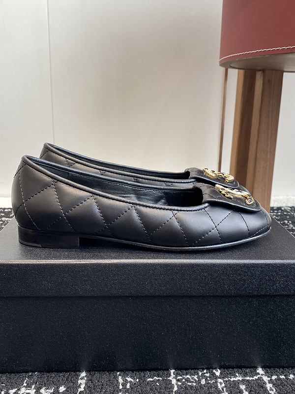 Chanel  Leather CC Logo Loafers