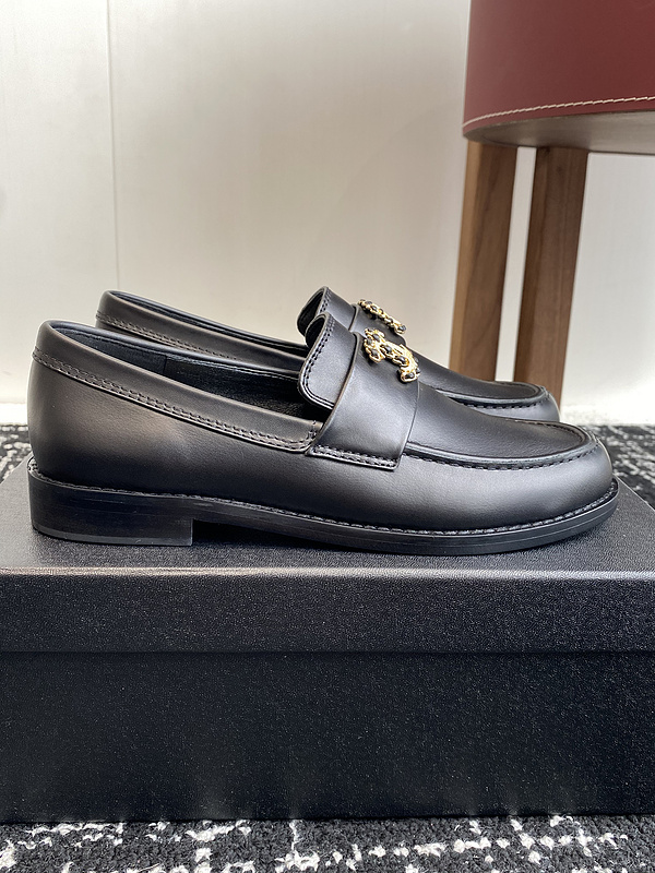 Chanel  Leather CC Logo Loafers