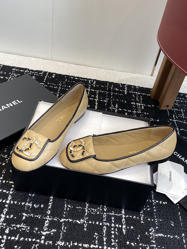 Chanel  Leather CC Logo Loafers