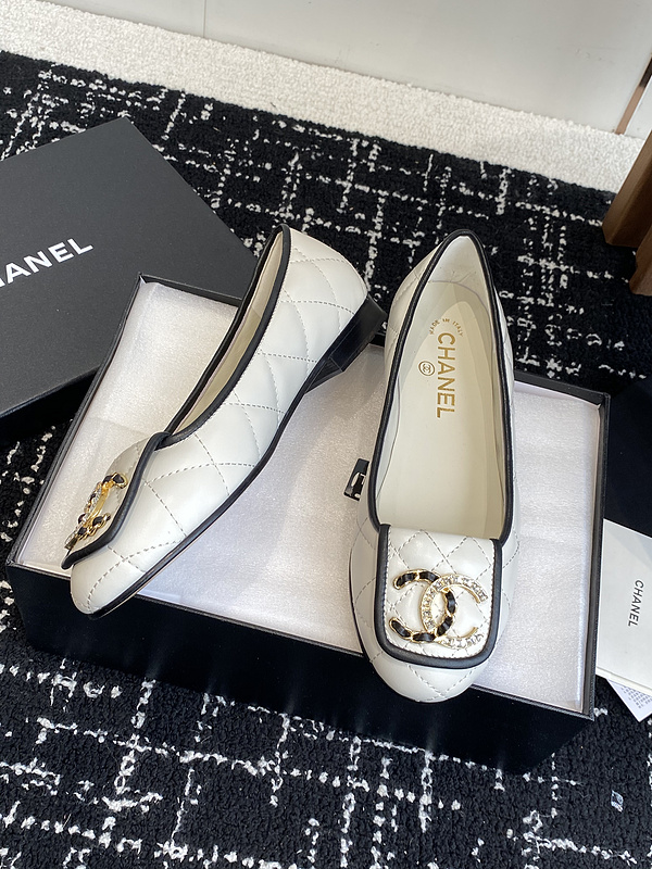 Chanel  Leather CC Logo Loafers