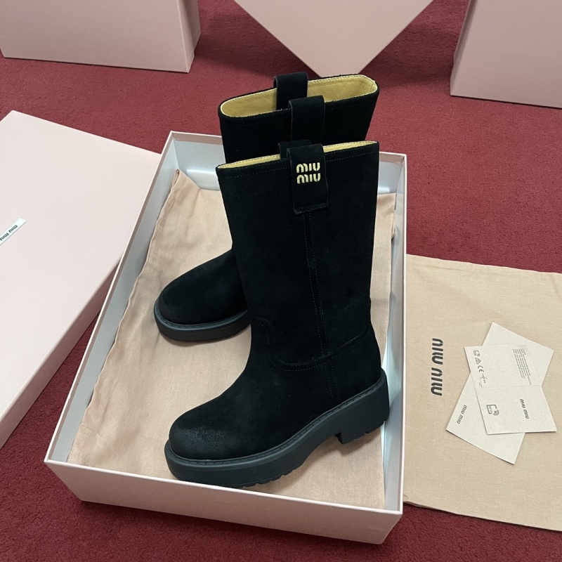 Miu Miu Suede Calf Boot in Moro