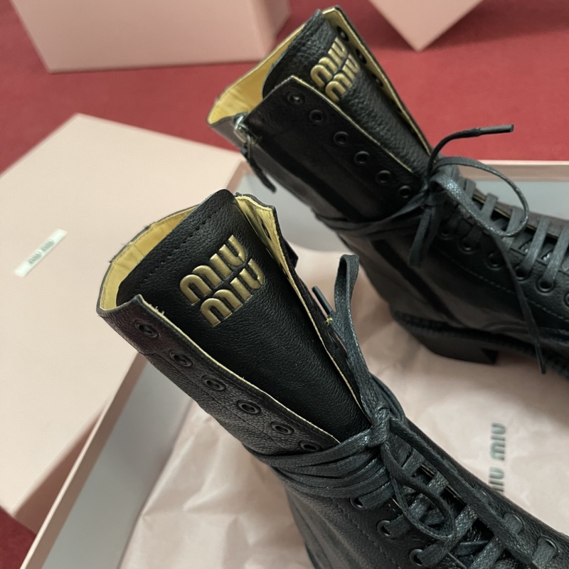 Miu Miu Leather Booties - Black