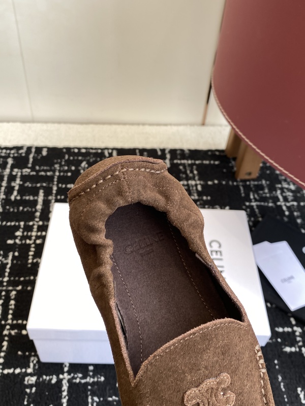 Celine Velvet Loafers With Embroidered Triomphe Logo