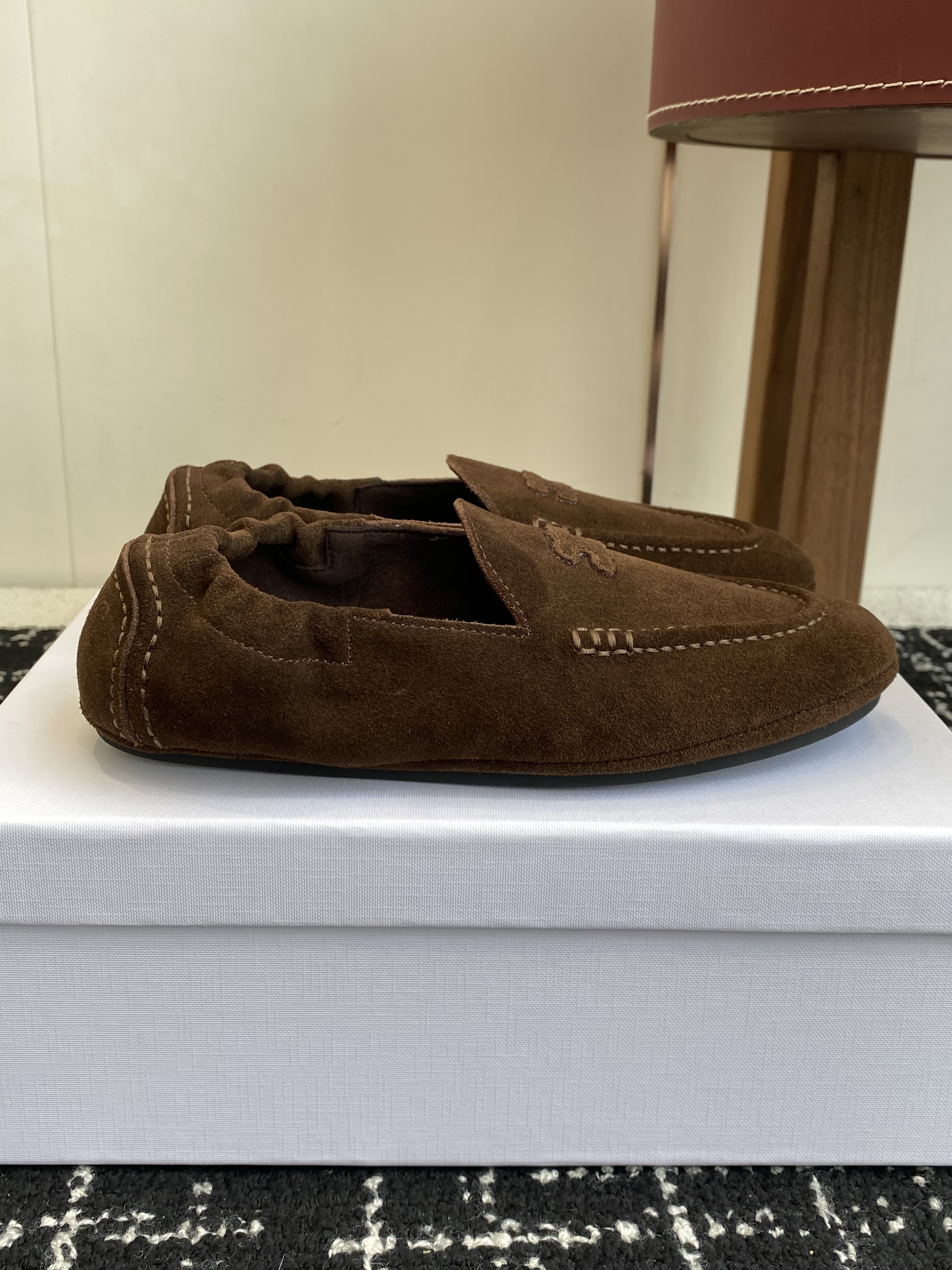 Celine Velvet Loafers With Embroidered Triomphe Logo