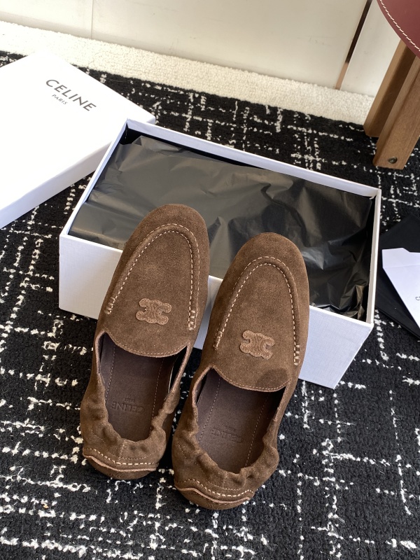 Celine Velvet Loafers With Embroidered Triomphe Logo