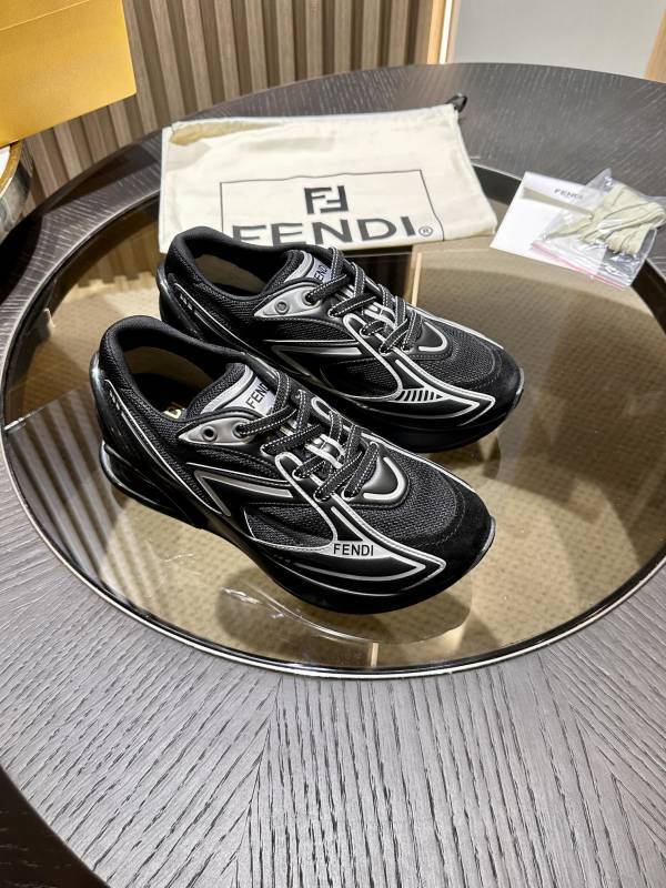 Fendi Sneakers Black & Silver First 1 Tech and Leather
