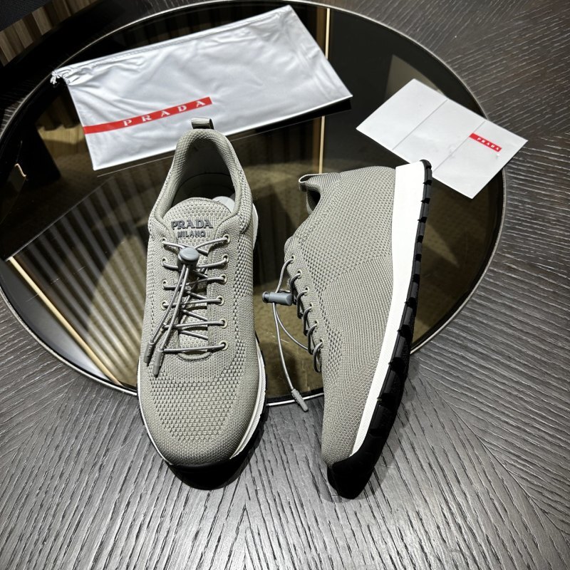 Prada Cloudy Gray Stretch Knit Sneakers