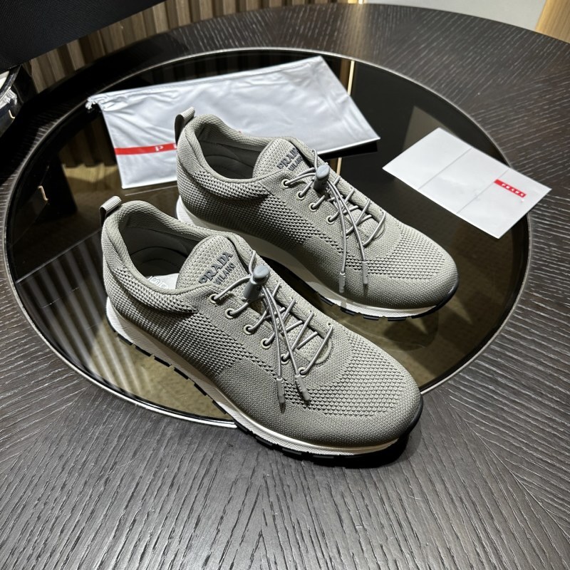 Prada Cloudy Gray Stretch Knit Sneakers