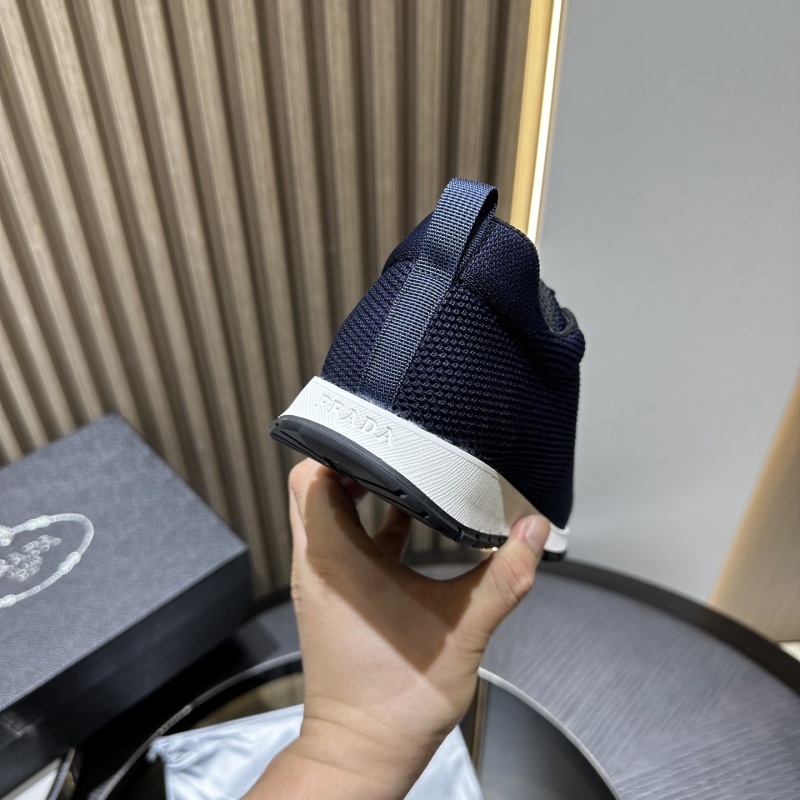 Prada Navy Stretch Knit Sneakers