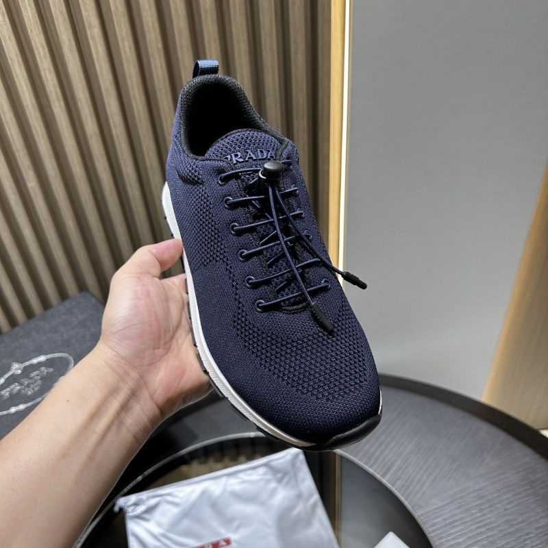 Prada Navy Stretch Knit Sneakers