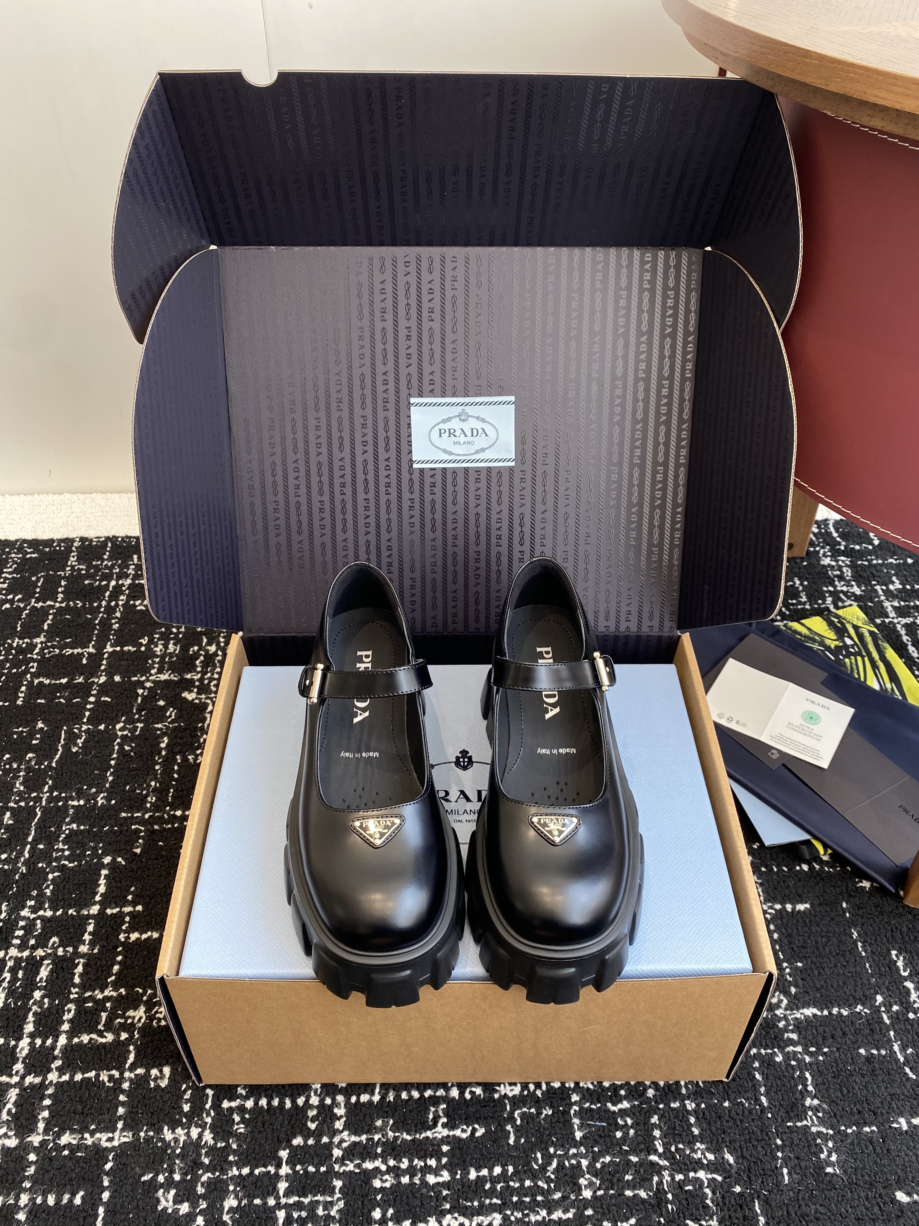 Prada Brushed leather Monolith Mary Janes