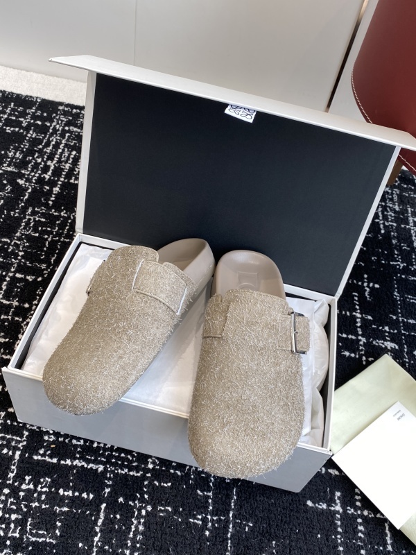 Loewe Ease Buckle Brushed Suede Mules