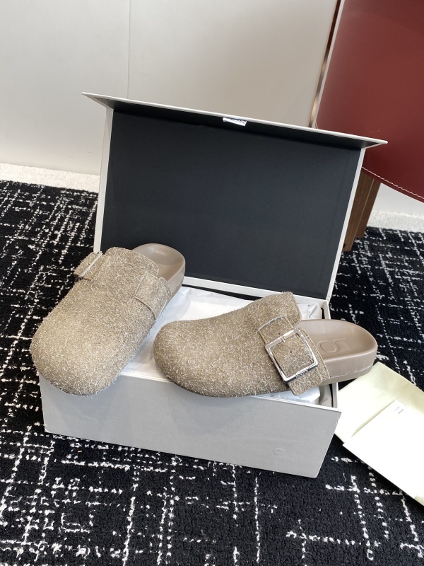 Loewe Ease Buckle Brushed Suede Mules