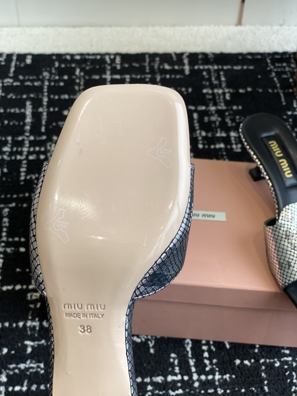 Miu Miu Satin Slides With Crystal Embellishment Shoes