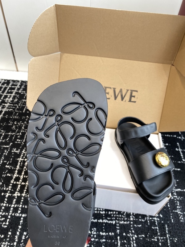 Loewe Glitter-Leather Flatform Sandals