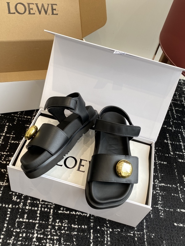 Loewe Glitter-Leather Flatform Sandals